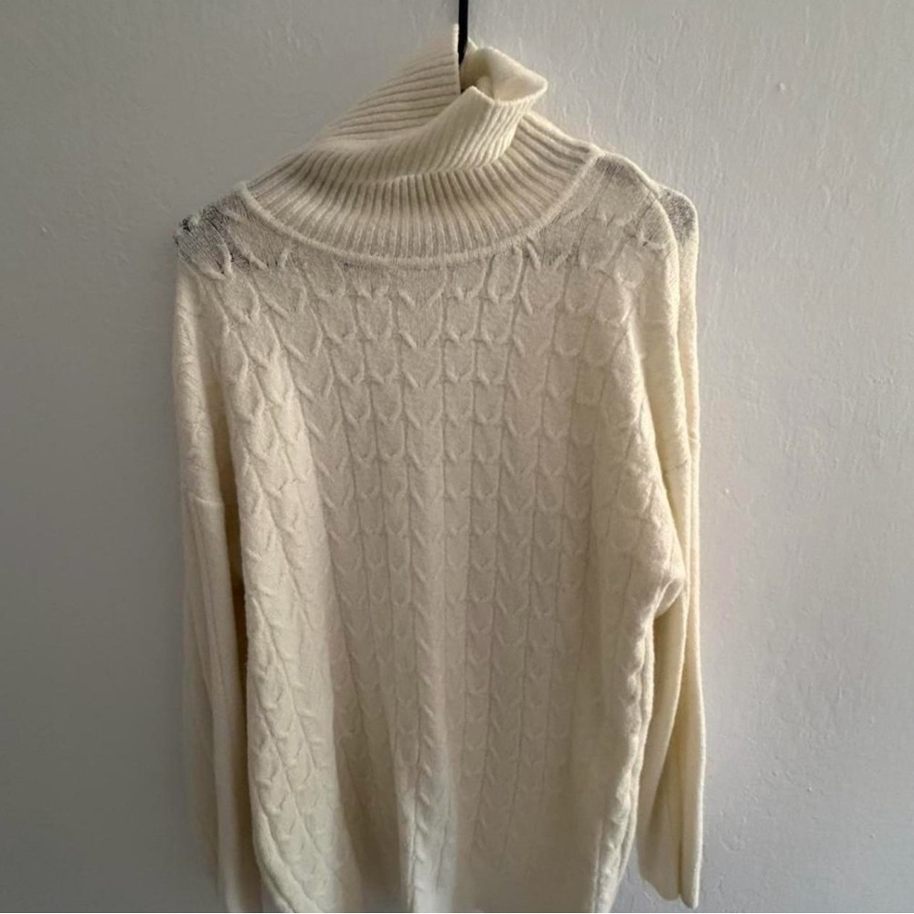 Hooked Up by IOT Cream Cowl Neck Sweater